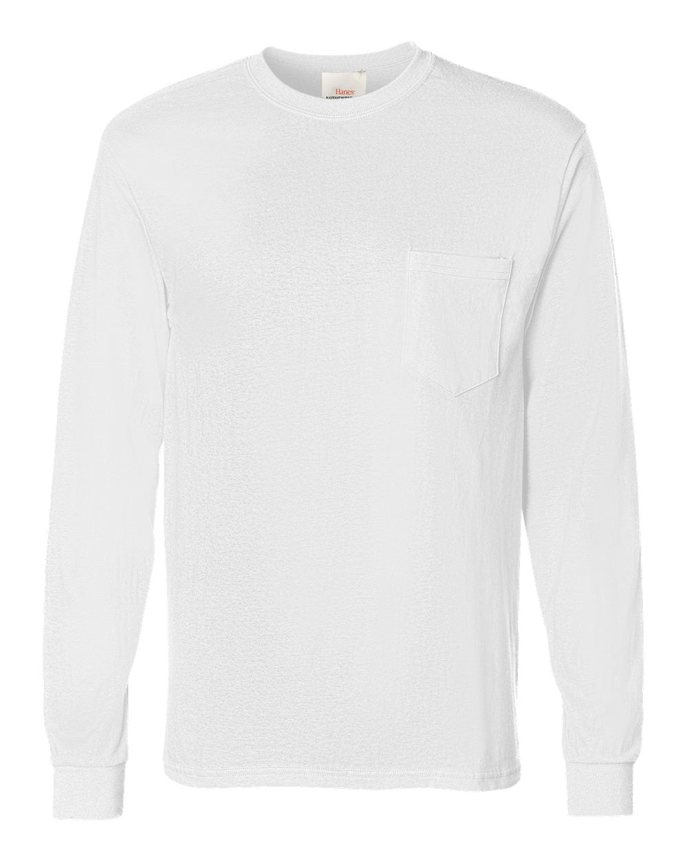 Hanes 5596 - Men's Authentic Long Sleeve Pocket T-Shirt — White (flat)