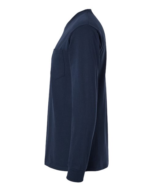 Gildan 2410 - Unisex Ultra Cotton Long Sleeve Pocket T-Shirt - Navy