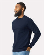 Gildan 2410 - Unisex Ultra Cotton Long Sleeve Pocket T-Shirt - Navy