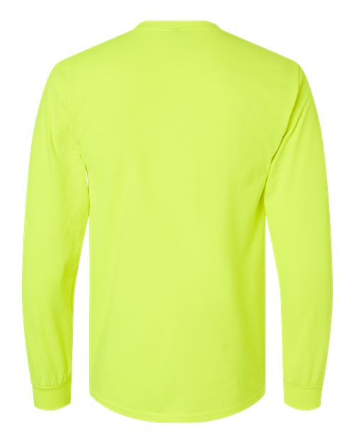 Gildan 2410 - Unisex Ultra Cotton Long Sleeve Pocket T-Shirt - Safety Green