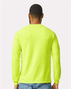 Gildan 2410 - Unisex Ultra Cotton Long Sleeve Pocket T-Shirt - Safety Green
