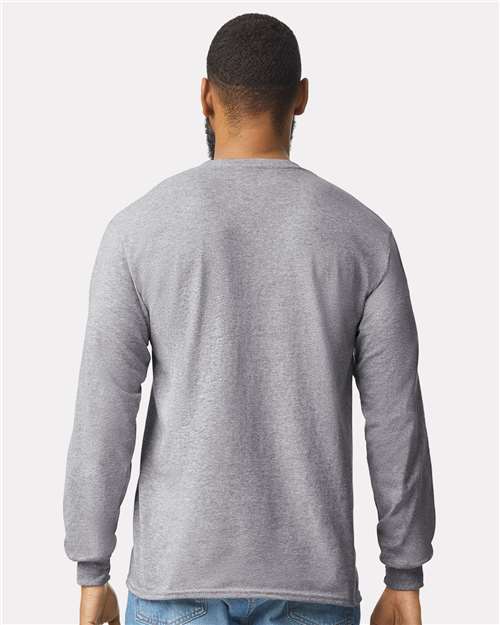 Gildan 2410 - Unisex Ultra Cotton Long Sleeve Pocket T-Shirt - Sport Grey