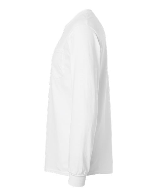 Gildan 2410 - Unisex Ultra Cotton Long Sleeve Pocket T-Shirt - White