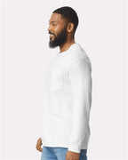 Gildan 2410 - Unisex Ultra Cotton Long Sleeve Pocket T-Shirt - White