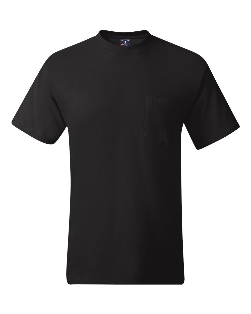 Hanes 5190 - Men's Beefy-T® Pocket T-Shirt — Black (flat)