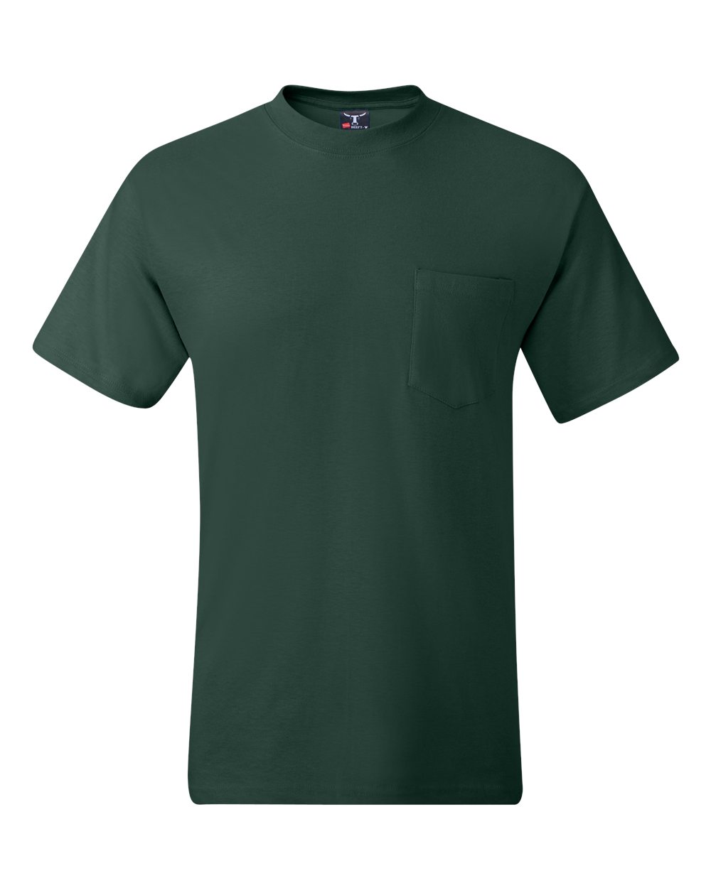 Hanes 5190 - Men's Beefy-T® Pocket T-Shirt — Deep Forest (flat)