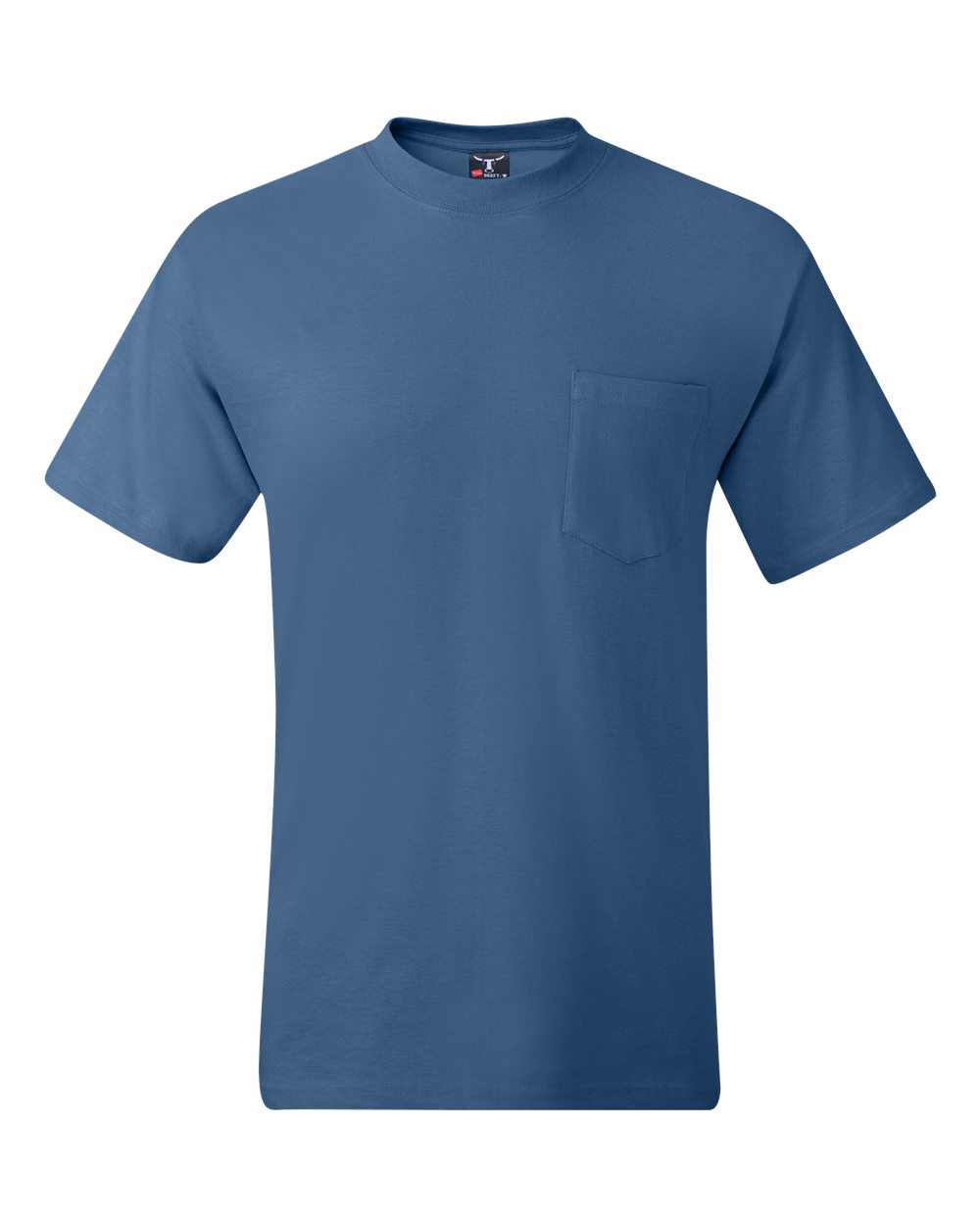 Hanes 5190 - Men's Beefy-T® Pocket T-Shirt — Denim Blue (flat)