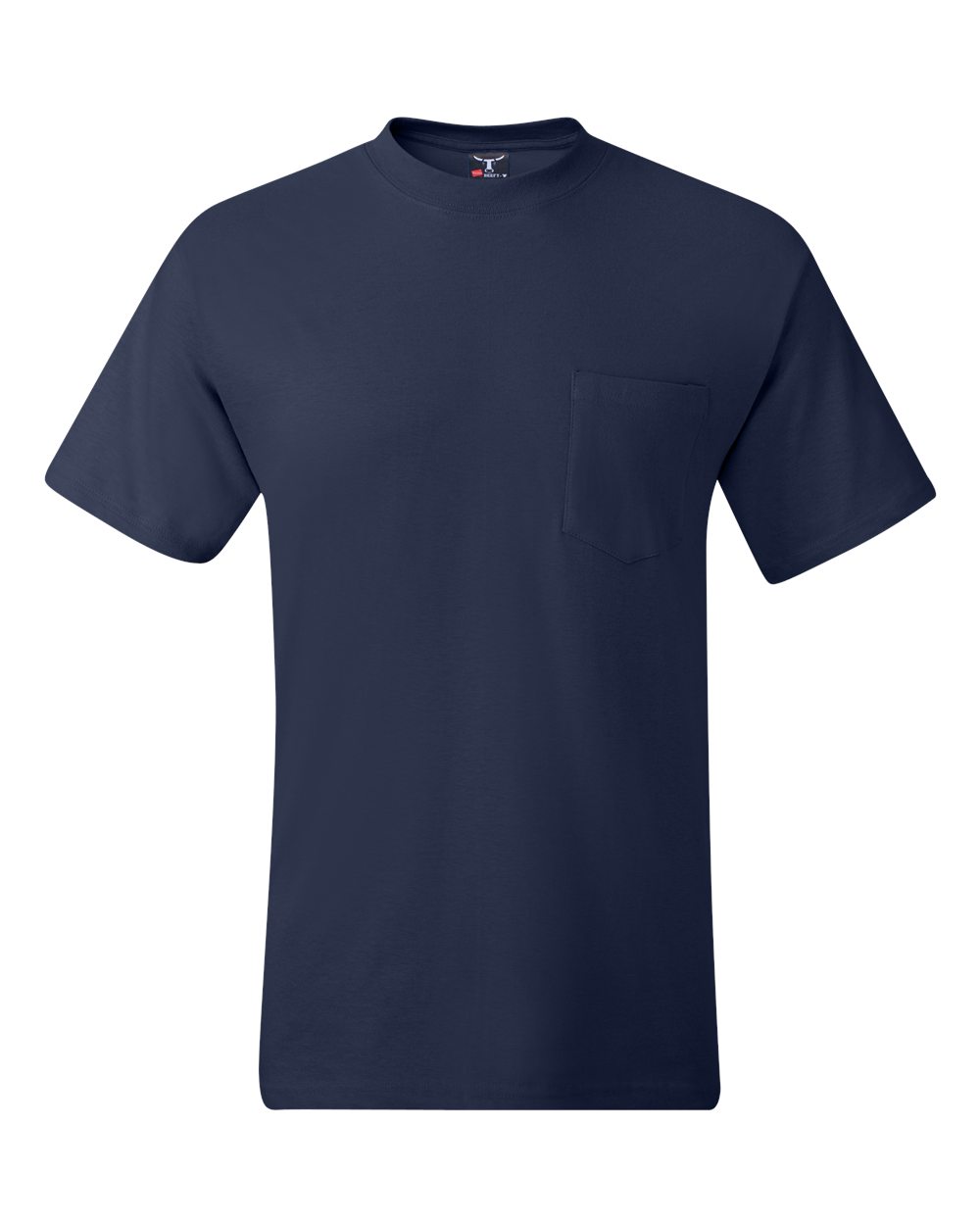 Hanes 5190 - Men's Beefy-T® Pocket T-Shirt — Navy (flat)