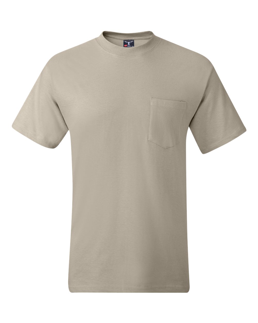Hanes 5190 - Men's Beefy-T® Pocket T-Shirt — Sand (flat)
