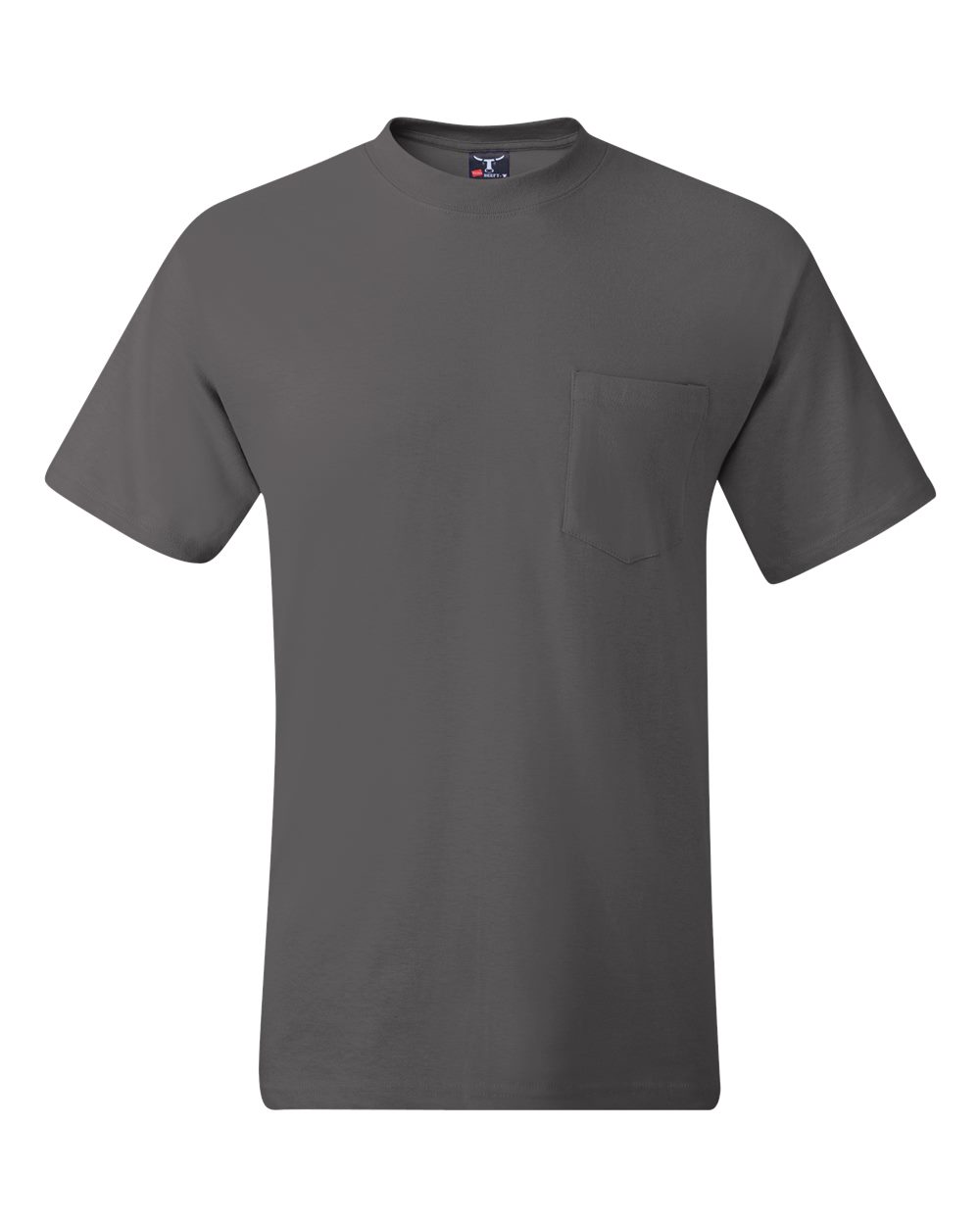Hanes 5190 - Men's Beefy-T® Pocket T-Shirt — Smoke Grey (flat)