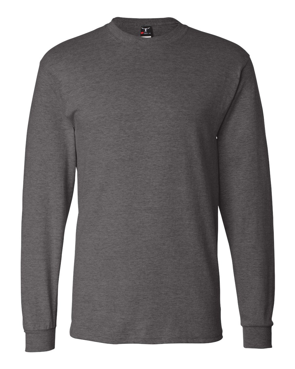 Hanes 5186 - Unisex Beefy-T® Long Sleeve T-Shirt — Charcoal Heather (flat)