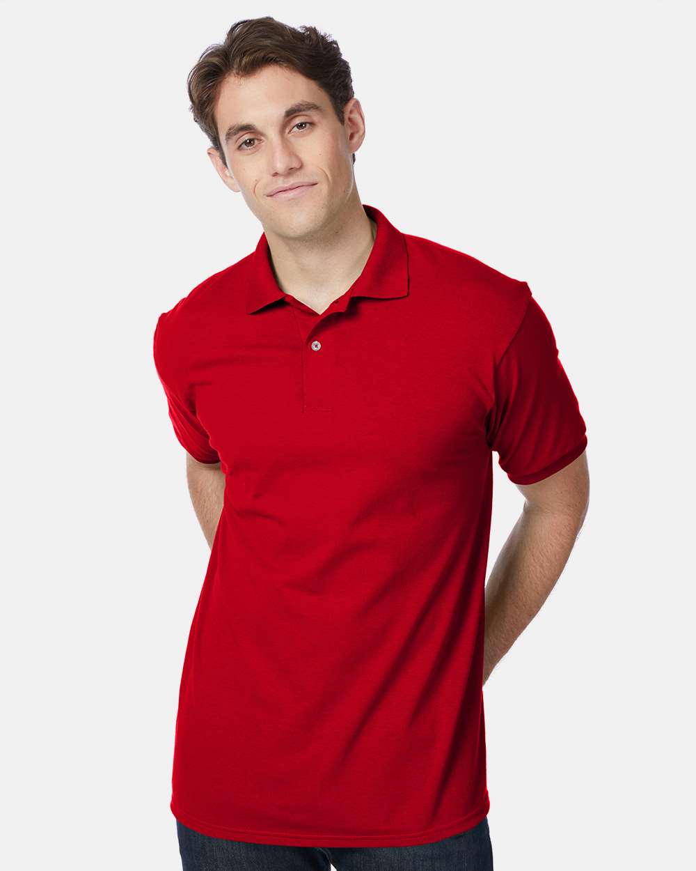 Hanes 054X - Men's EcoSmart® Jersey Polo — Deep Red