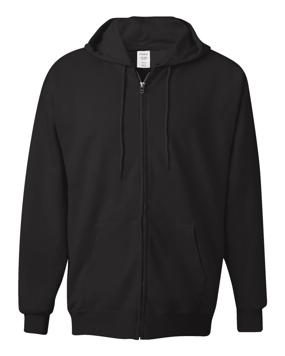 Hanes F280 - Unisex Ultimate Cotton® Full-Zip Hooded Sweatshirt — Black (flat)