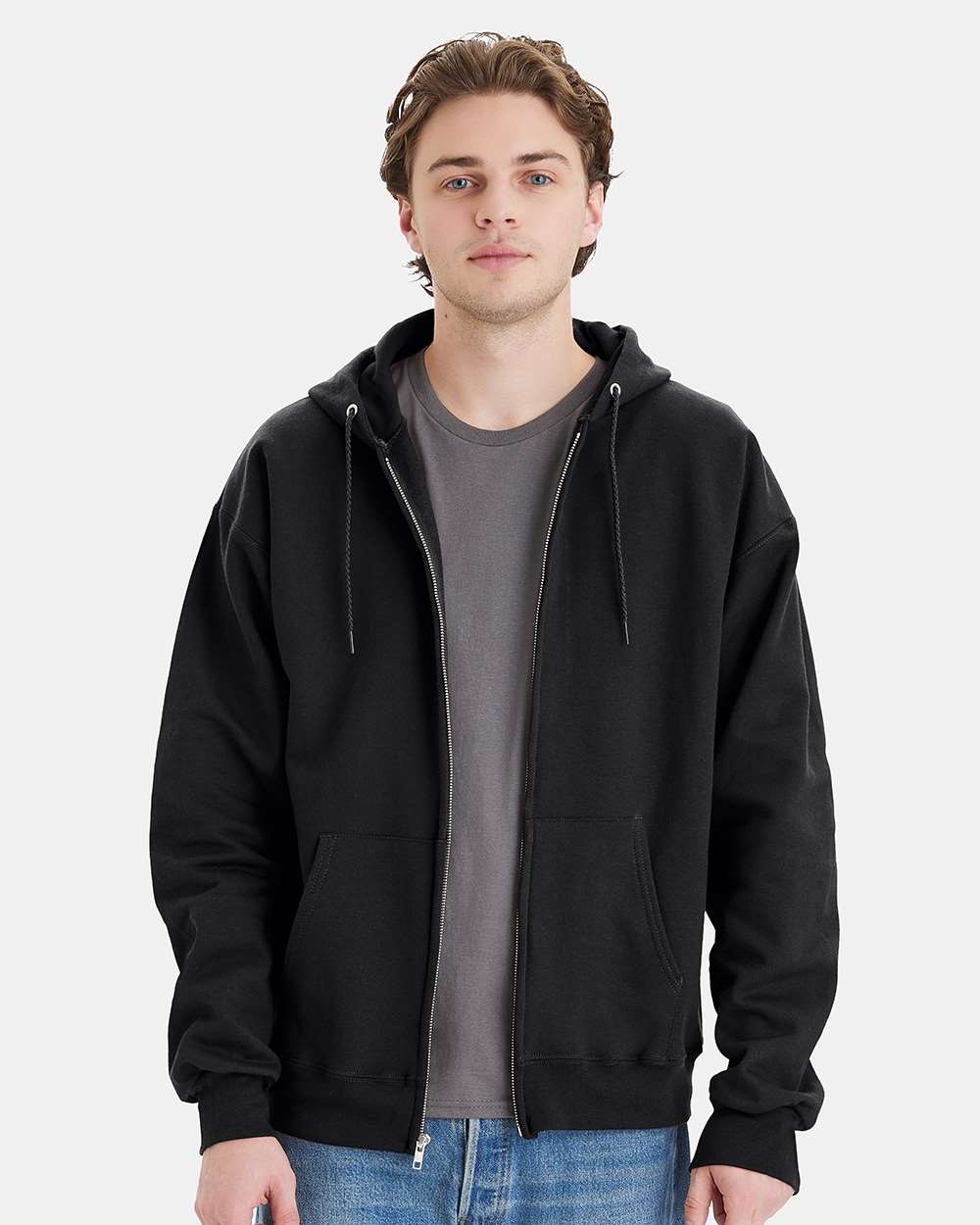 Hanes F280 - Unisex Ultimate Cotton® Full-Zip Hooded Sweatshirt — Black
