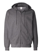 Hanes F280 - Unisex Ultimate Cotton® Full-Zip Hooded Sweatshirt — Charcoal Heather (flat)
