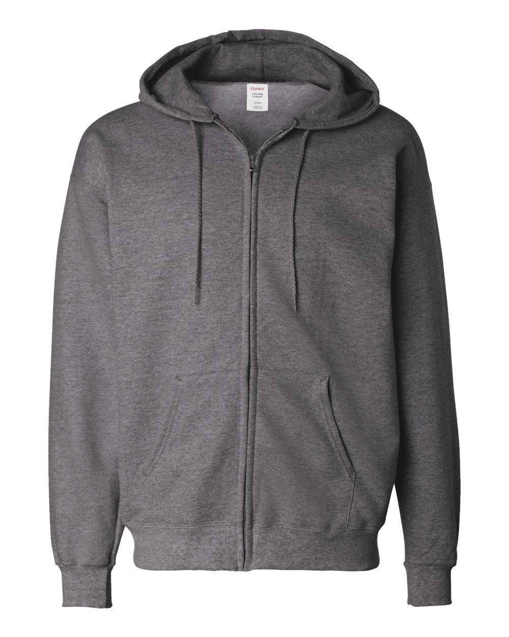 Hanes F280 - Unisex Ultimate Cotton® Full-Zip Hooded Sweatshirt — Charcoal Heather (flat)
