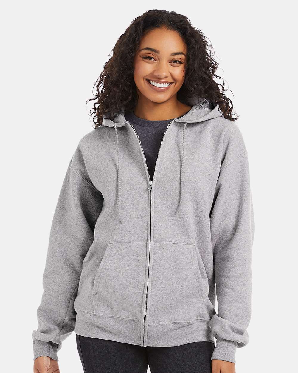 Hanes F280 - Unisex Ultimate Cotton® Full-Zip Hooded Sweatshirt — Light Steel