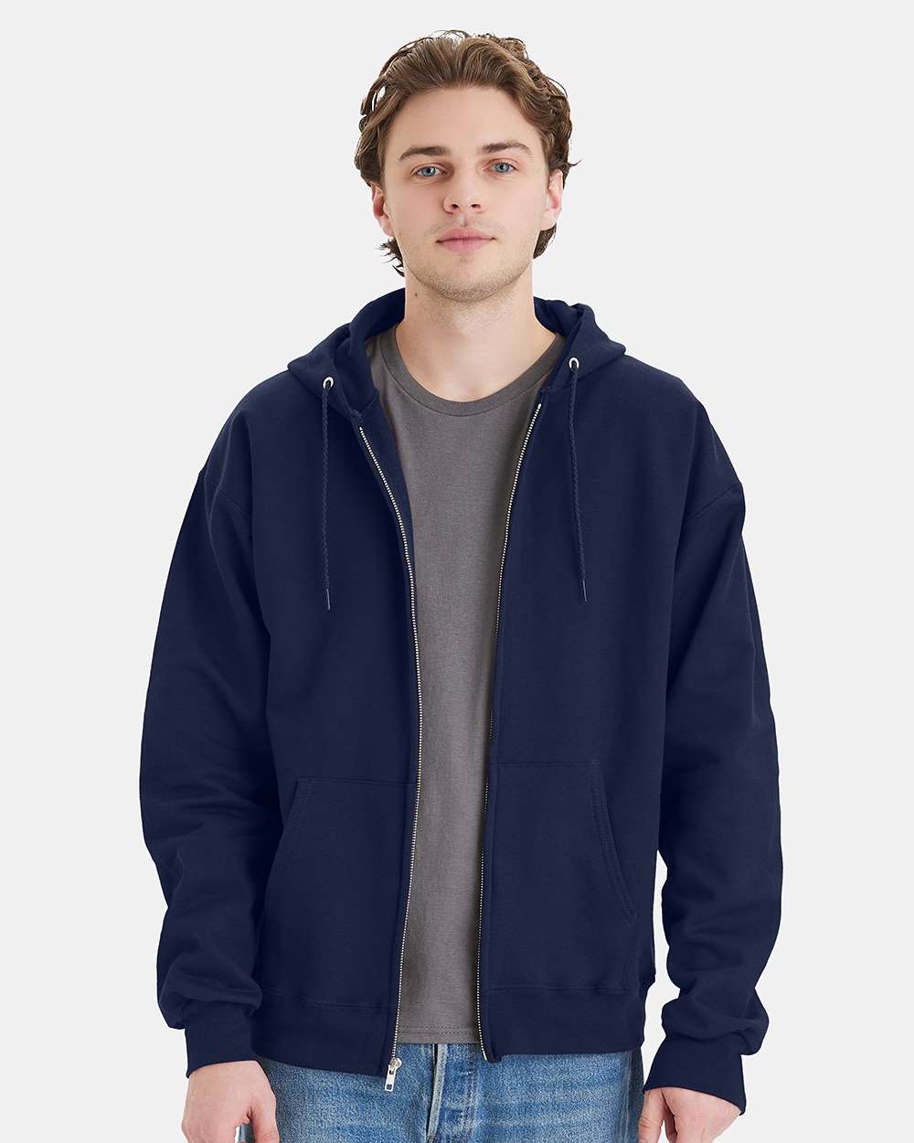 Hanes F280 - Unisex Ultimate Cotton® Full-Zip Hooded Sweatshirt — Navy