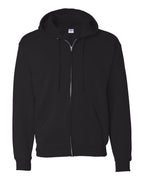 Hanes P180 - Unisex EcoSmart® Full-Zip Hooded Sweatshirt — Black (flat)