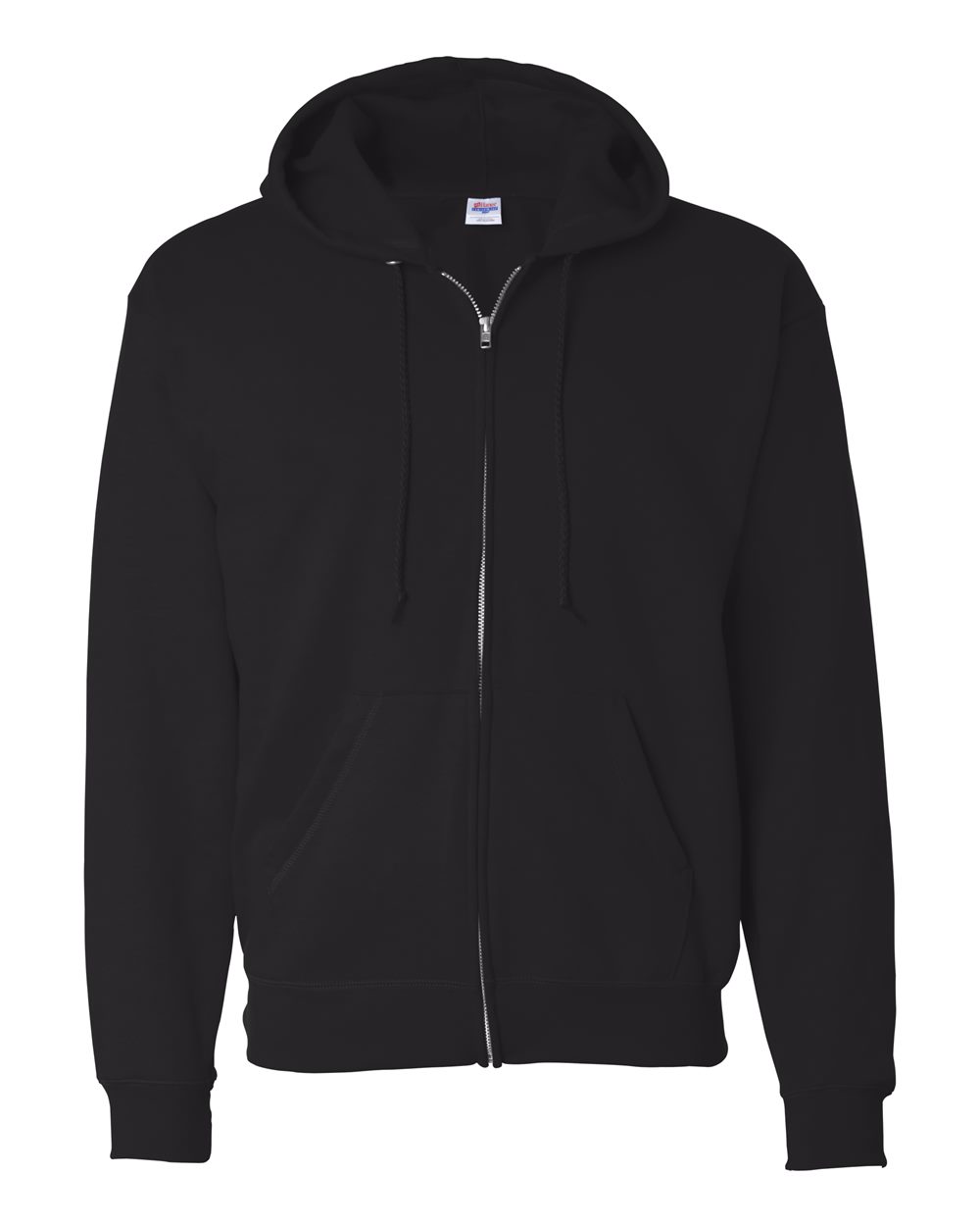 Hanes P180 - Unisex EcoSmart® Full-Zip Hooded Sweatshirt — Black (flat)