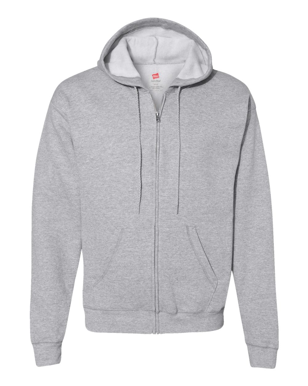 Hanes P180 - Unisex EcoSmart® Full-Zip Hooded Sweatshirt — Light Steel (flat)