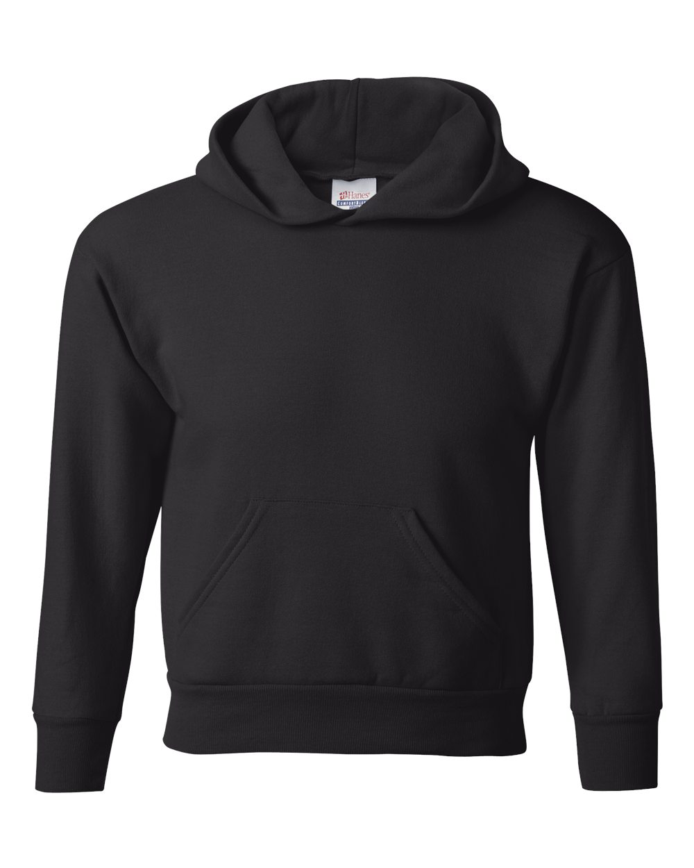 Hanes P473 - Youth EcoSmart® Hooded Sweatshirt — Black (flat)