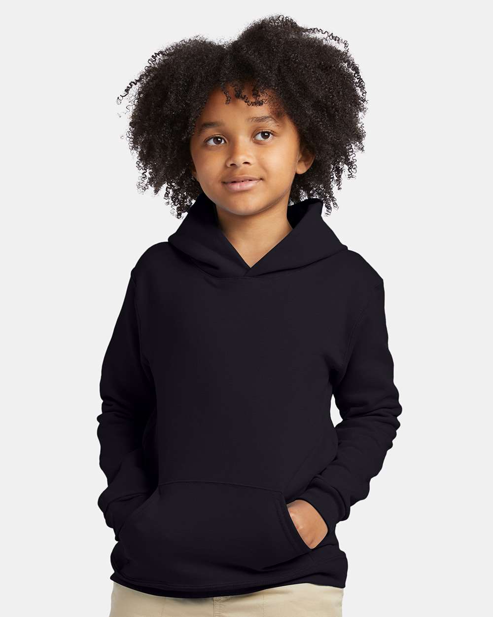 Hanes P473 - Youth EcoSmart® Hooded Sweatshirt — Black