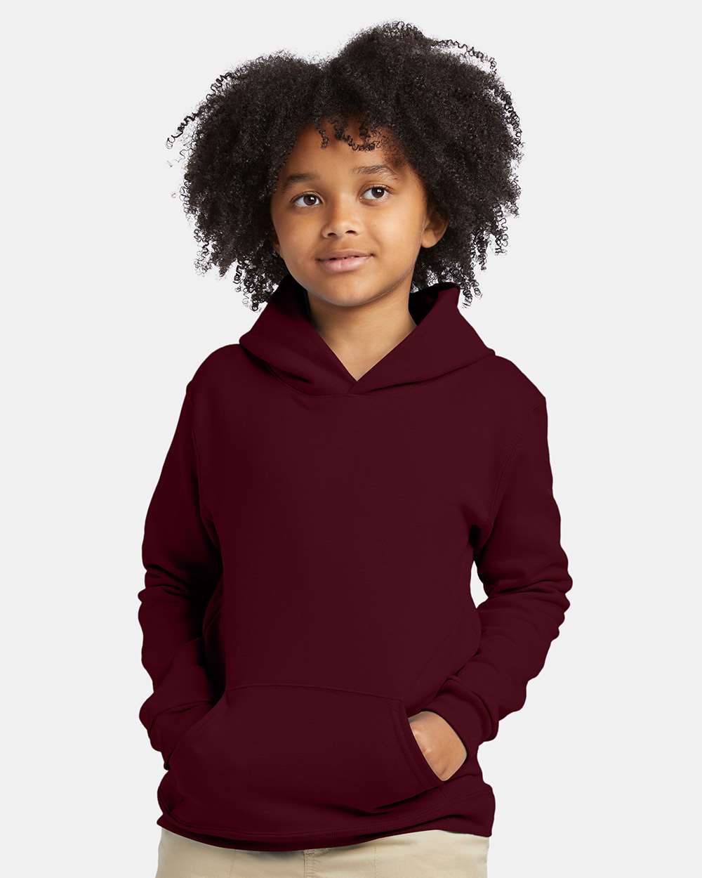 Hanes P473 - Youth EcoSmart® Hooded Sweatshirt — Maroon