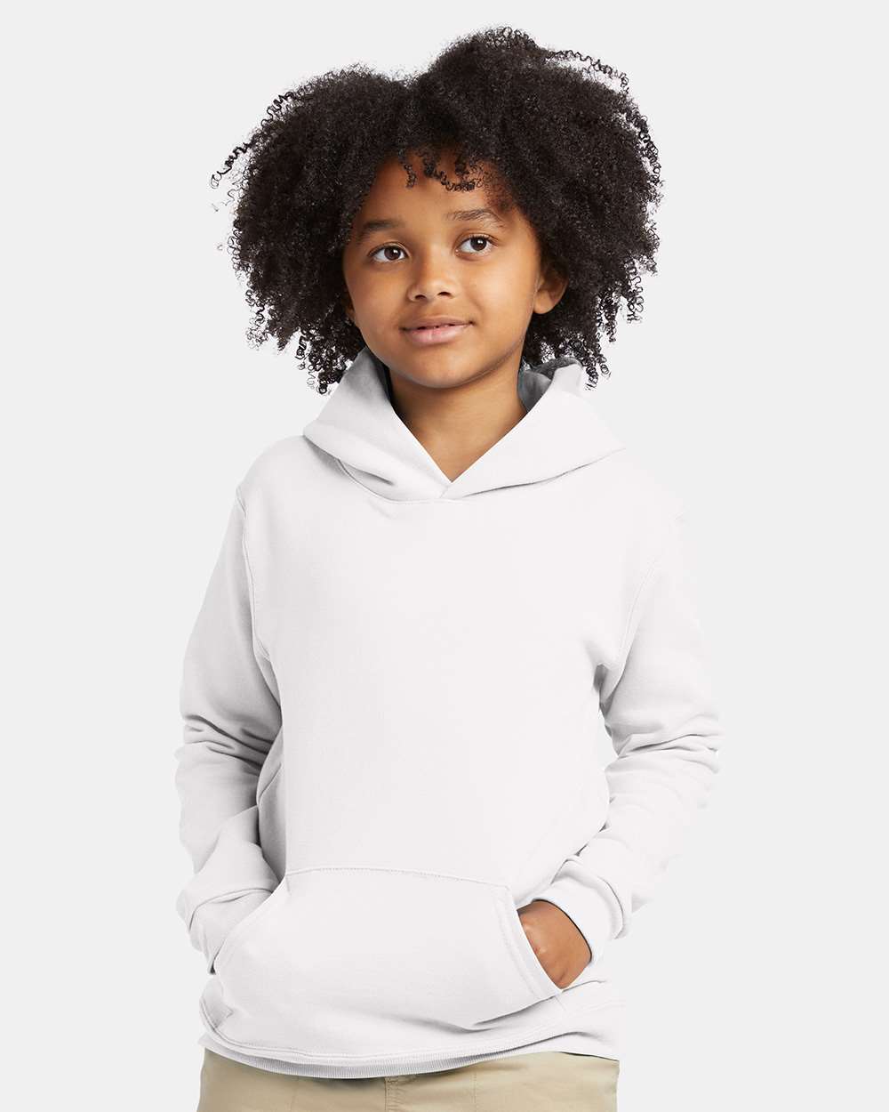 Hanes P473 - Youth EcoSmart® Hooded Sweatshirt — White