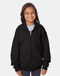 Hanes P480 - Youth EcoSmart® Full-Zip Hooded Sweatshirt — Black