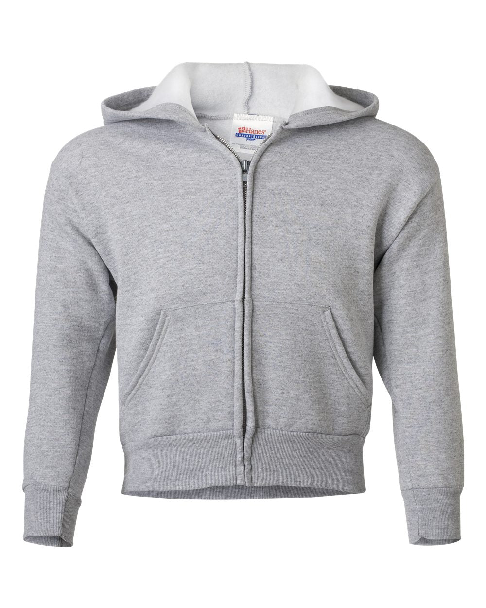 Hanes P480 - Youth EcoSmart® Full-Zip Hooded Sweatshirt — Light Steel (flat)