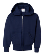 Hanes P480 - Youth EcoSmart® Full-Zip Hooded Sweatshirt — Navy (flat)