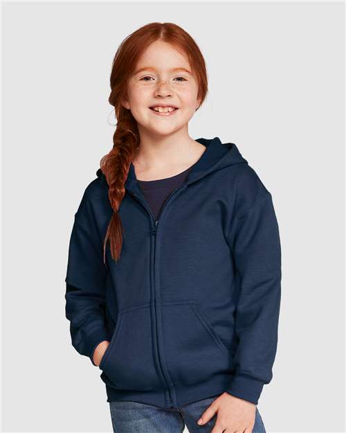 Gildan 18600B - Youth Heavy BlendTM Full-Zip Hooded Sweatshirt - Navy
