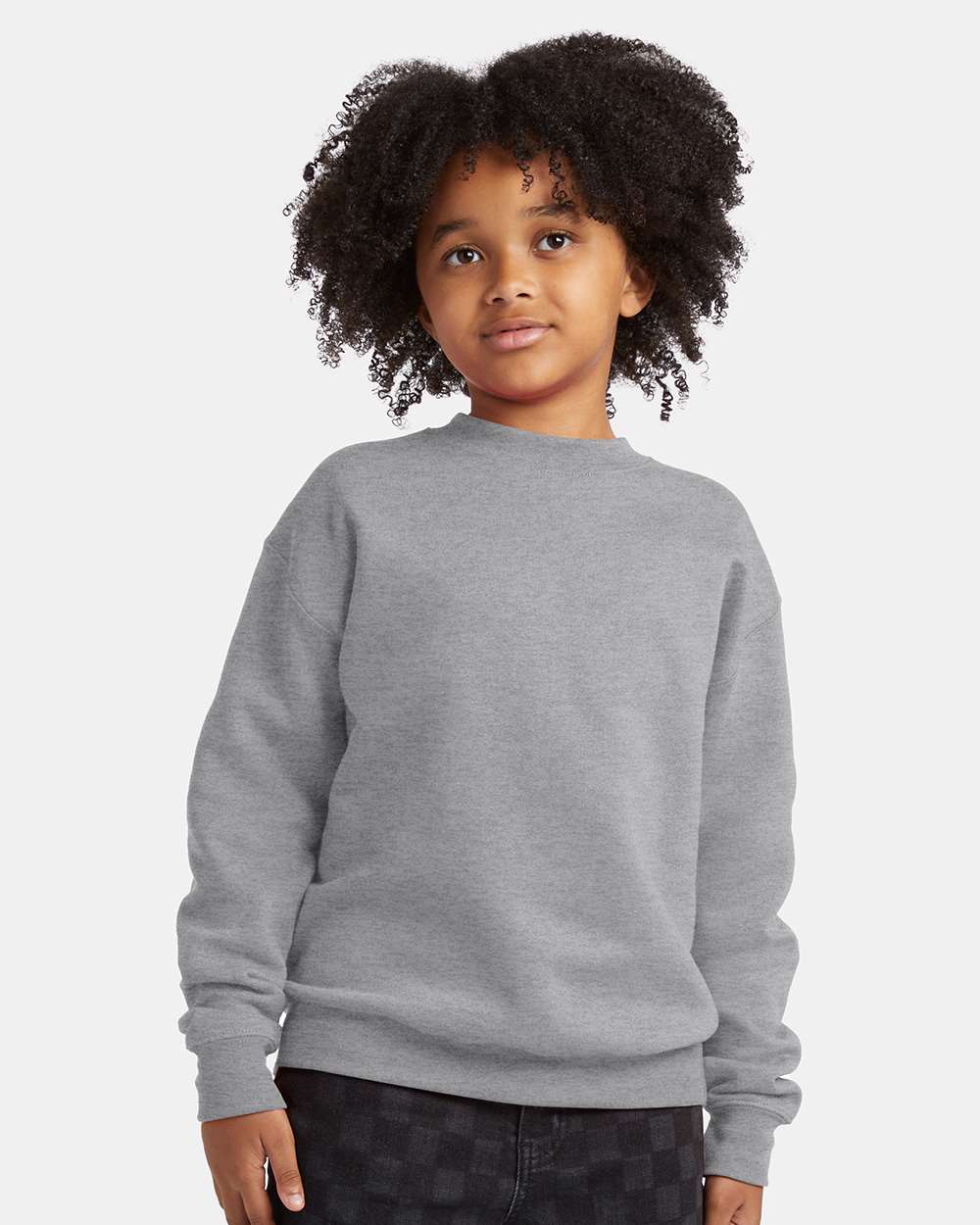 Hanes P360 - Youth EcoSmart® Crewneck Sweatshirt — Light Steel