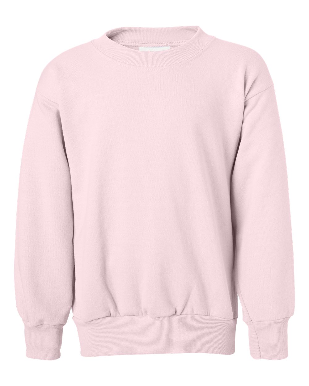 Hanes P360 - Youth EcoSmart® Crewneck Sweatshirt — Pale Pink (flat)