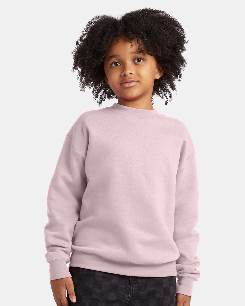 Hanes P360 - Youth EcoSmart® Crewneck Sweatshirt — Pale Pink