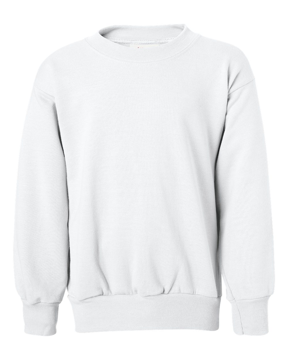 Hanes P360 - Youth EcoSmart® Crewneck Sweatshirt — White (flat)