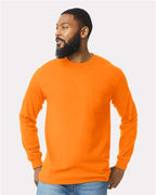 Gildan 2410 - Unisex Ultra Cotton Long Sleeve Pocket T-Shirt - Safety Orange