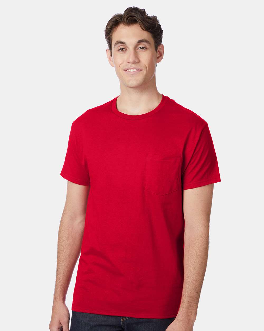 Hanes 5590 - Men's Authentic Pocket T-Shirt — Deep Red