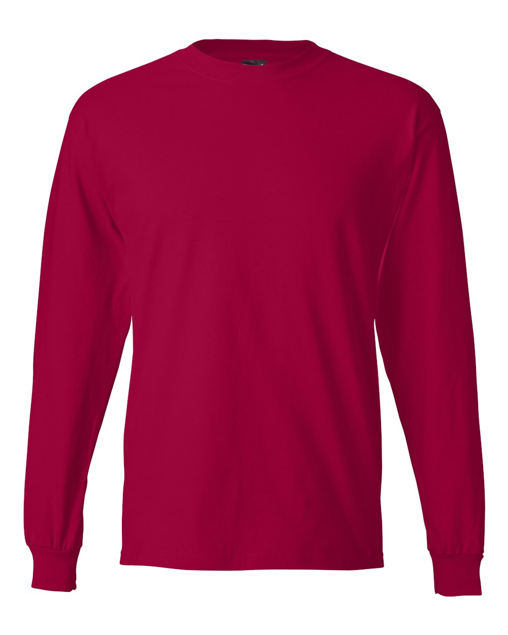 Hanes 5186 - Unisex Beefy-T® Long Sleeve T-Shirt — Deep Red (flat)