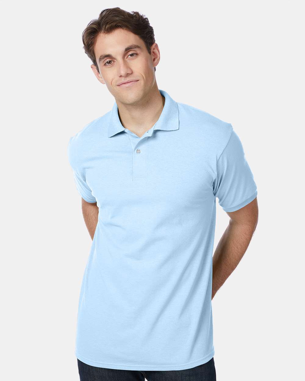 Hanes 054X - Men's EcoSmart® Jersey Polo — Light Blue