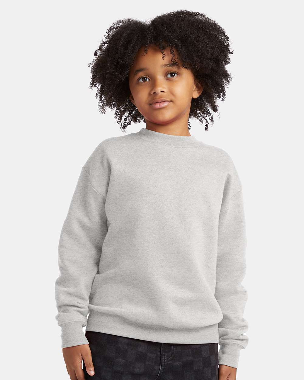 Hanes P360 - Youth EcoSmart® Crewneck Sweatshirt — Ash