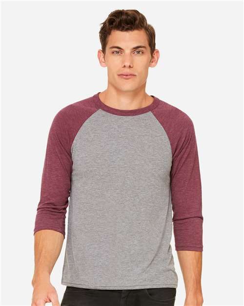 BELLA + CANVAS 3200 - Unisex Three-Quarter Sleeve Baseball Tee BELLA + CANVAS