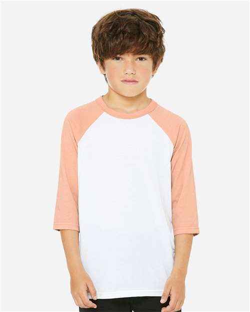 BELLA + CANVAS 3200Y - Youth Three-Quarter Sleeve Baseball Tee