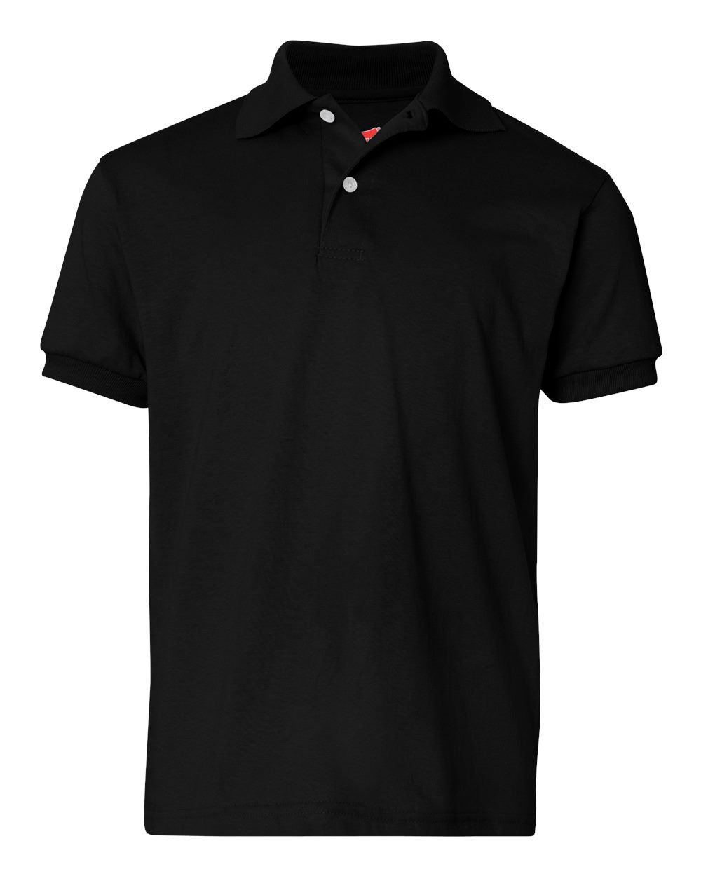 Hanes 054Y - Youth EcoSmart® Jersey Polo — Black (flat)