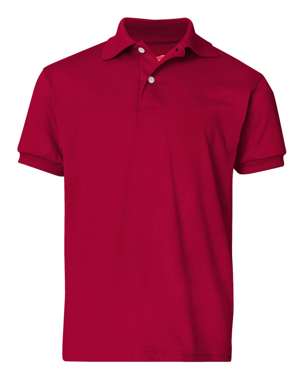 Hanes 054Y - Youth EcoSmart® Jersey Polo — Deep Red (flat)