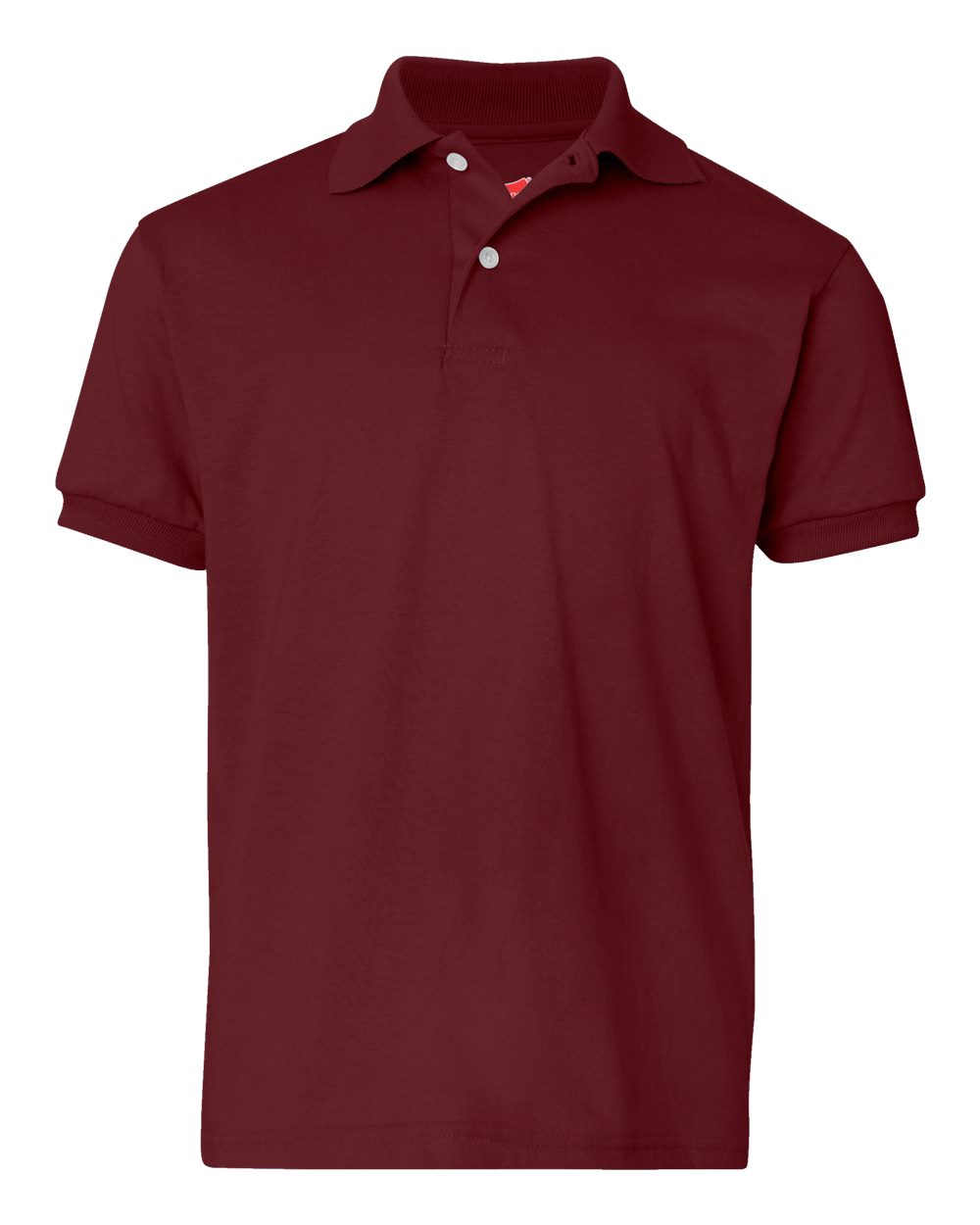 Hanes 054Y - Youth EcoSmart® Jersey Polo — Maroon (flat)