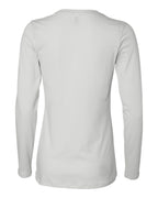 BELLA + CANVAS 6450 — Women’s Relaxed Jersey Long Sleeve Tee — White (flat)