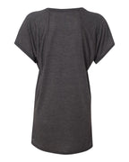 BELLA + CANVAS 8801 — Women’s Flowy Raglan Tee — Dark Grey Heather (flat)