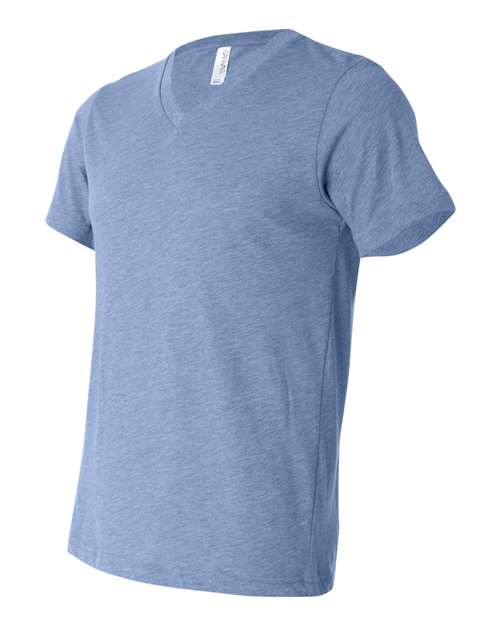 BELLA + CANVAS 3415 - Unisex Triblend V-Neck Tee - Blue Triblend